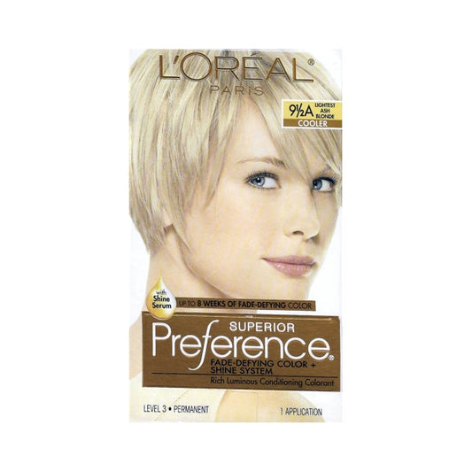 L'Oreal Superior Preference Fade-Defying Color + Shine System Permanent Hair Color Kit (9.5A Lightest Ash Blonde)