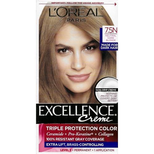 L'Oreal Excellence Creme Triple Protection Color Permanent Hair Color (7.5N Neutral Dark Blonde) Made for Dark Hair